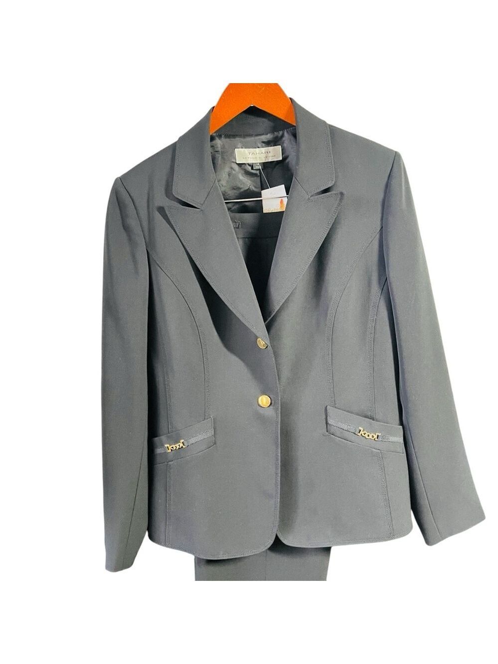 Tahari Arthur S. Levine Elegant Gray Blazer and Skirt Set - Picture 2 of 3